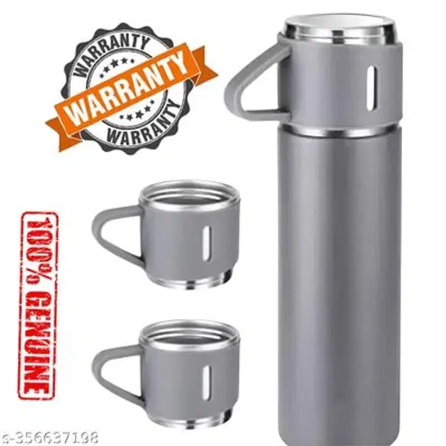 Stainless Steel Vacuum Flask with 2 Cups, Multicolor, 500 ml