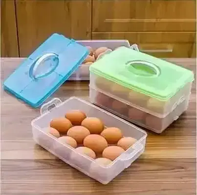 Egg Storage Box Double Layer Plastic for Refrigerator, 24 GRID