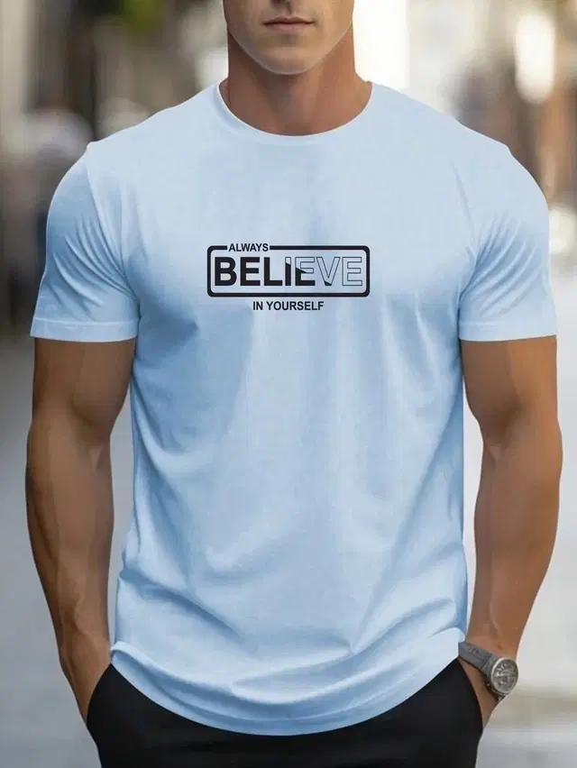 Printed T-shirt for Men, White (L)