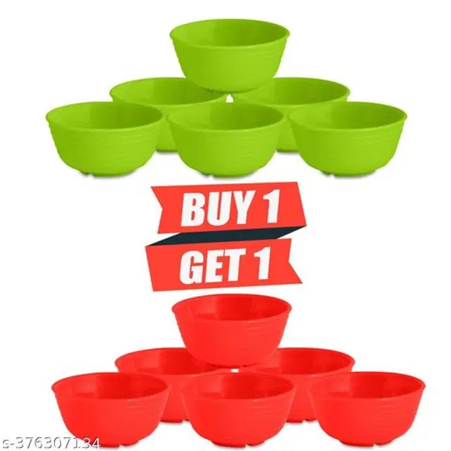 Plastic Bowls, Multicolor, 300 ml, Pack of 12