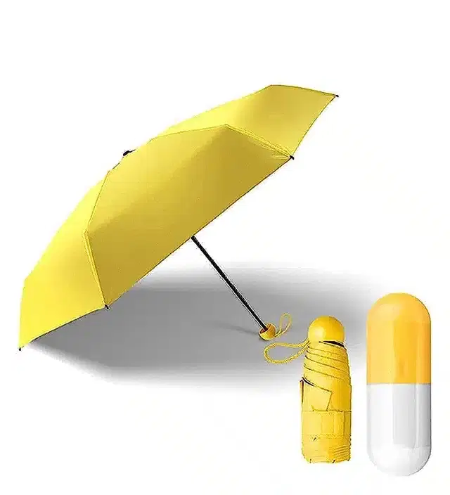 Mini Umbrella with Capsule Shape Case, Yellow