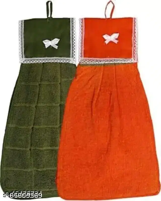 Cotton Kitchen Napkins, Olive & Orange, Pack of 2