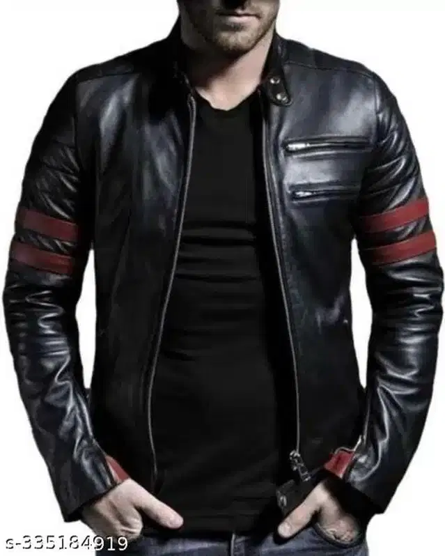 Leather Jacket for Men (Black, M)