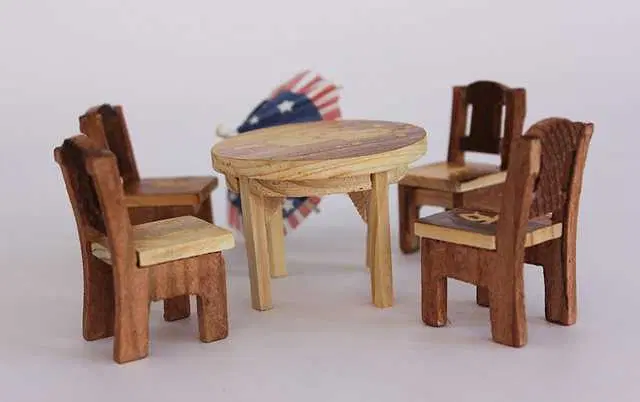 Beautiful Wooden Minature Chair And Table Set Toys For Kids, Multicolor, D-121