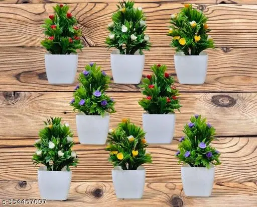 Plastic Artificial Flowers, Multioclor, Pack of 8