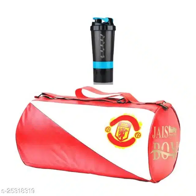 Combo of Gym Bag with Shaker Bottle, 400 ml, Multicolor, Set of 2
