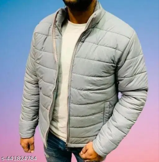 PU Jacket for Men (Grey, M)