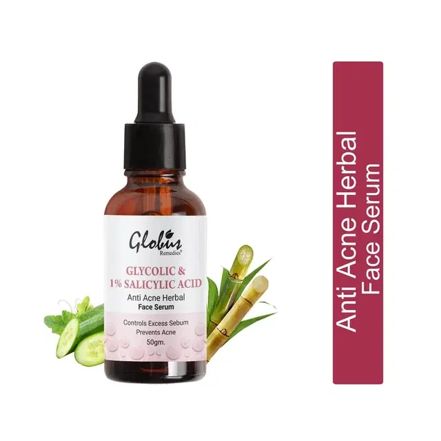 Globus Remedies Glycolic & 1% Salicylic Acid Anti Acne Face Serum 50 ml