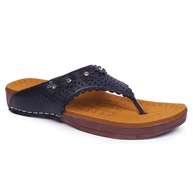 Sandals for Women (Black & Tan, 4)