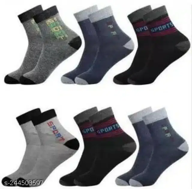 Cotton Blend Socks for Unisex, Pack of 6 (Multicolor)