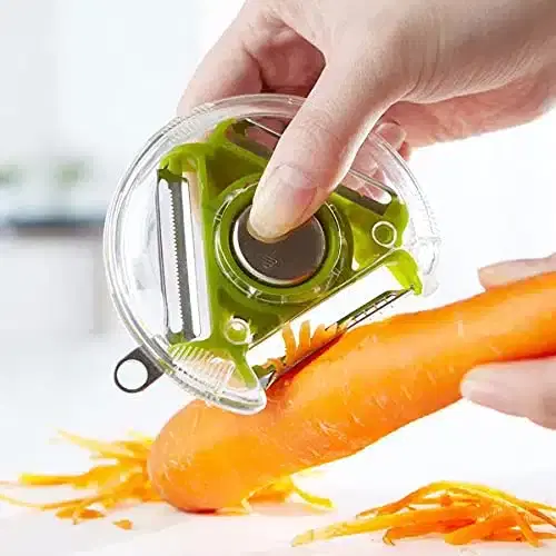 Stainless Steel 3 In 1 Magic Rotating Vegetable Peeler Julienne Cutter, Green, Sb-14