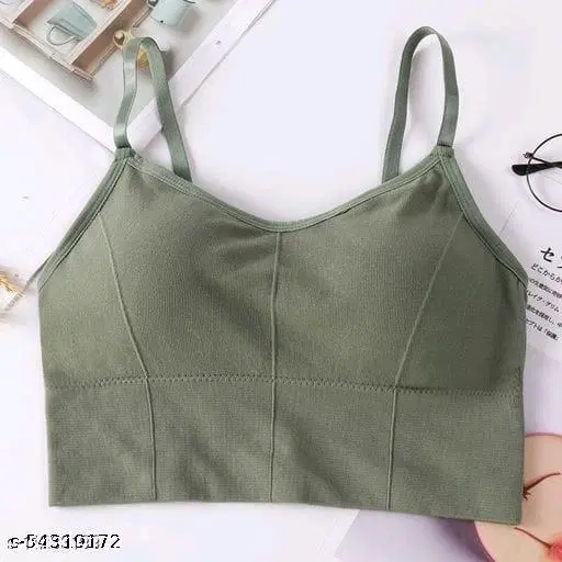 Viscose Spandex Bra for Women, Green (Free Size)