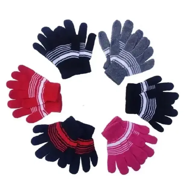Woolen Gloves Assorted for Kids, Set of 6, Multicolor