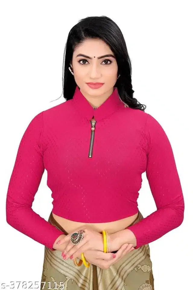 Three-Quarter Sleeves Blouse for Women (Dark Pink, 28)