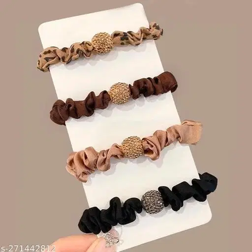 Rubber Band Scrunchies for Women (Multicolor, 3 Pcs)