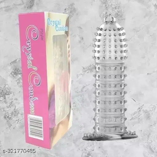 Crystal Dotted Reusable Condom for Men, Transparent, Pack of 1