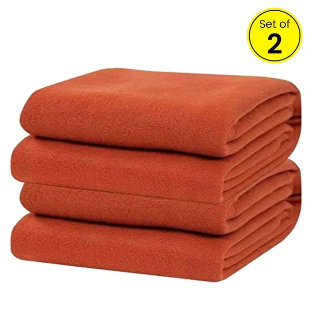 Solid Polar Fleece Blanket Orange-, 60*90, Pack Of 2