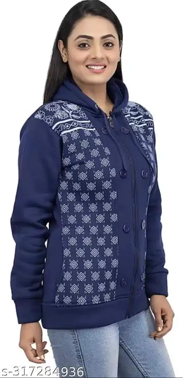Polyester Sweater for Women (Blue, S)