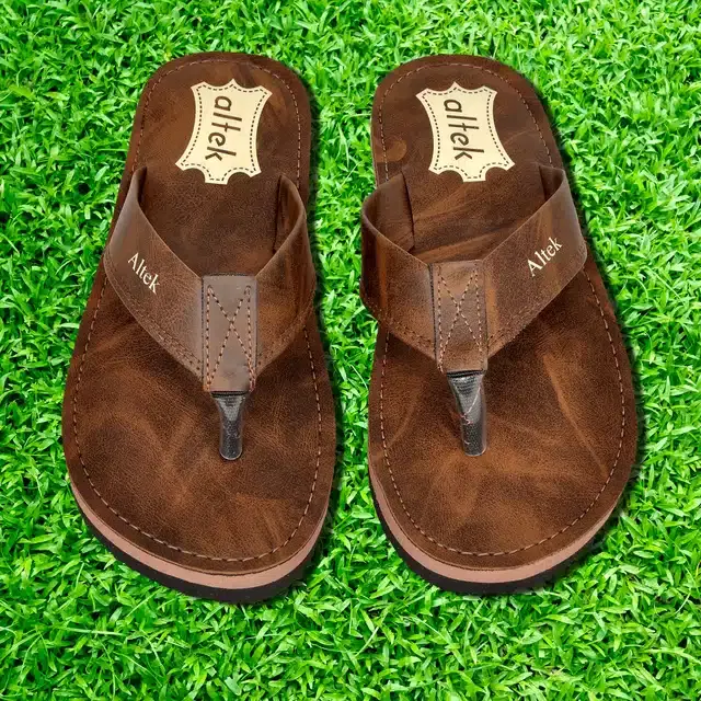 Flip Flops for Men (Brown, 10)