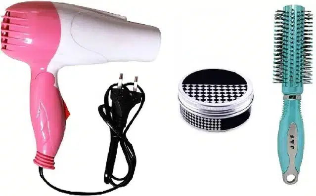 Rolling Comb with Hair Styling Wax & 1290 Dryer, Set of 3, Multicolor