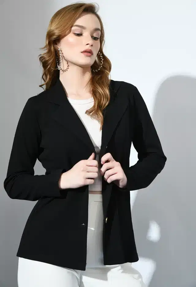 Full Sleeves Shrug for Women (Black, L)