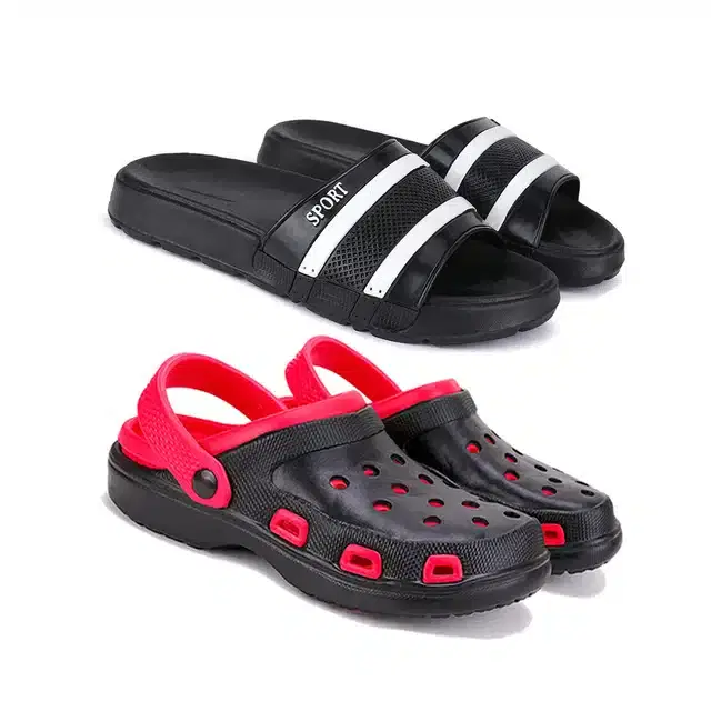 Combo of Men's Flip Flop & Clogs, Pack of 2 (Multicolour, 6)