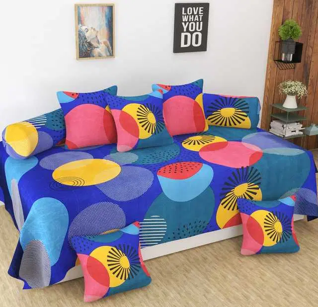 Homefab Microfiber Diwan Set, Blue, 60X88 In, HF-125