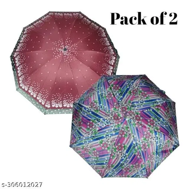 Polyester Foldable Umbrella, Assorted, Pack of 2