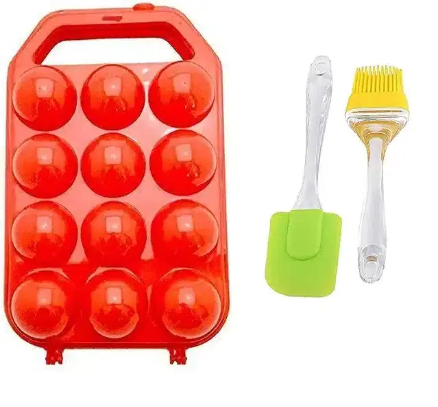 Egg Storage Box with Brush & Spatula, Assorted, Set of 3
