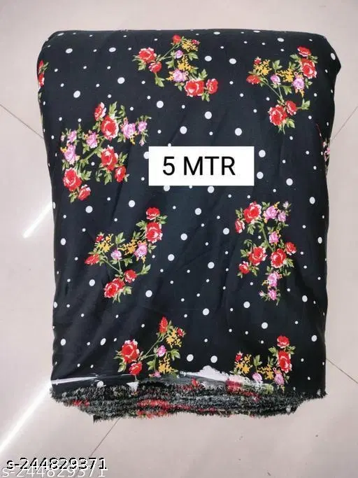 Crepe Kurti Fabric for Women (Black, Un Stitched)