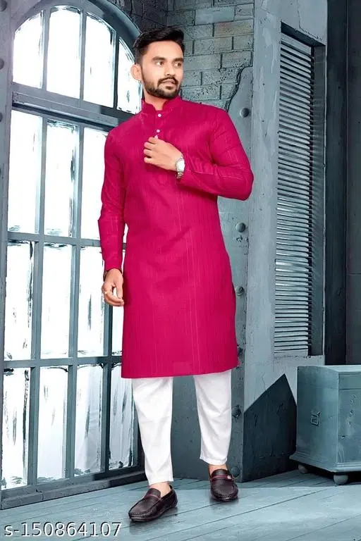 Striped Kurta Set for Men (S)