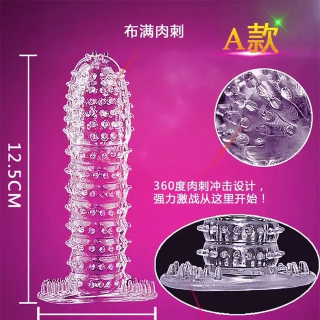 Crystal Dotted Reusable Condom for Men, Transparent