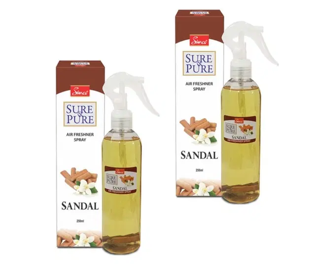 Simco Sure & Pure Sandal Air Freshener Spray, 250 ml, Pack of 2