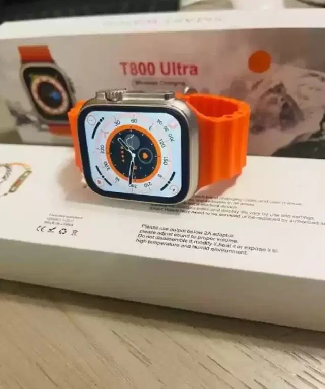 Silicone T800 Ultra Smartwatch for Men & Women, Orange