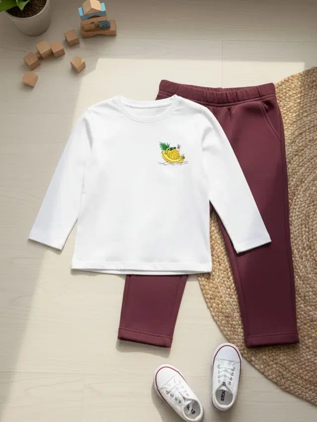 Cotton Solid Clothing Set For Boys, Multicolour (4-5 Years)