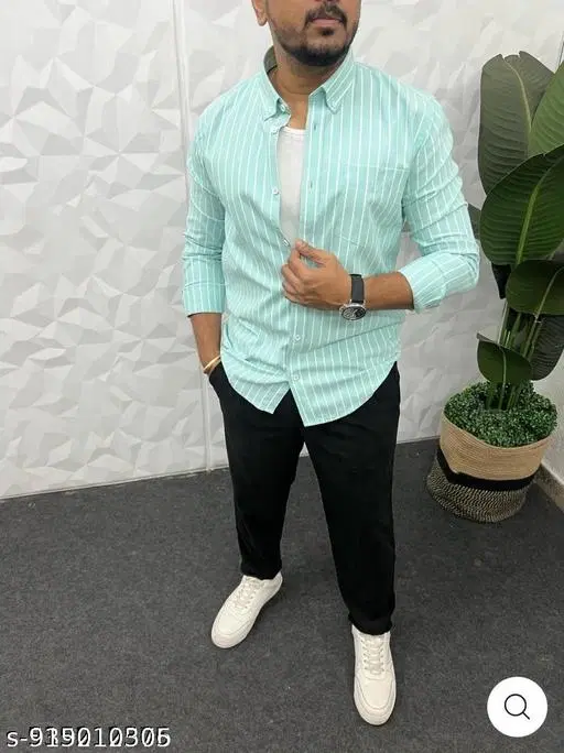 Cotton Shirt for Men (Green, L)