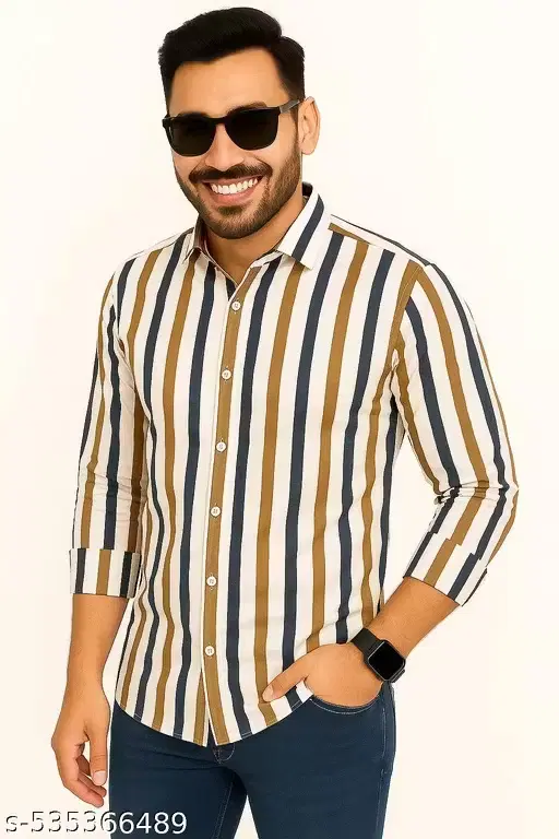 Check Printed Shirt For Men, White & Mustard (XXL)