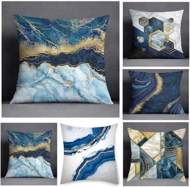 Printed Cushion Covers Combo, Multicolor, 16x16 Inches, Pack of 5