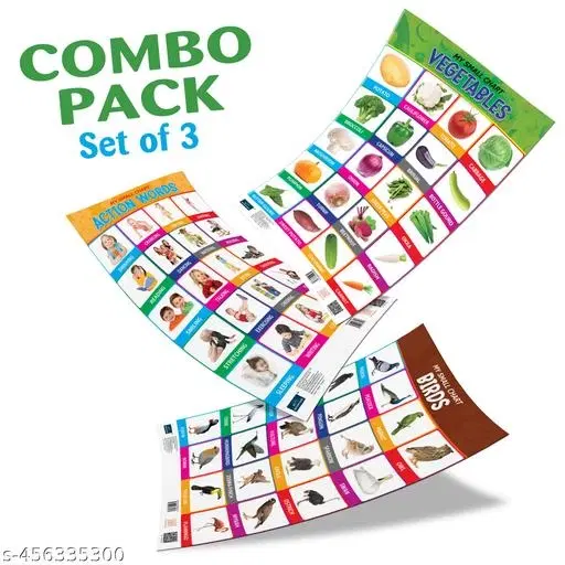 Bookford Publications My small chart Birds, Action Words & Vegetables (Set of 3)