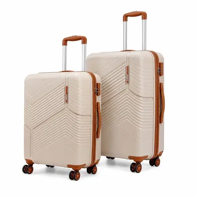 Safari Carter Pro CM Set of 2 Trolley Bags with 360° Spinner 8 Wheels, Beige [Small, Medium]