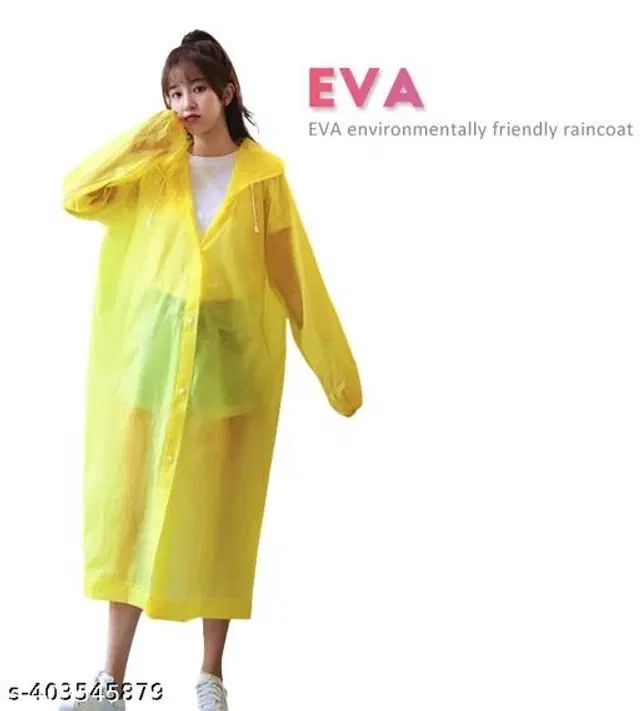Polyester Rain Coat for Men & Women, Yellow, Free Size