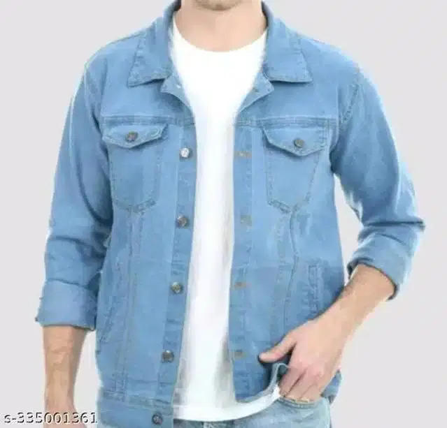 Full Sleeves Jacket for Men (Light Blue, L)