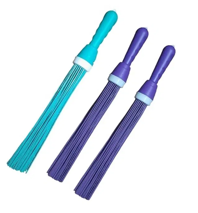 Plastic Brooms Bathroom & Home Floor Cleaning, Multicolor, Pack of 3