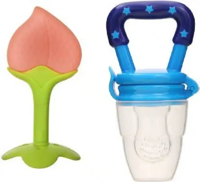 Silicone Fruit Feeder with Teether for Kids, Multicolor, Set of 2