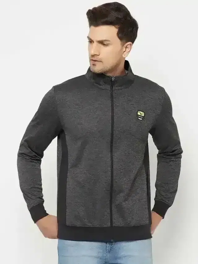 Glito Solid Full Sleeve Jacket For Mens (Grey, S) (Gj-16)