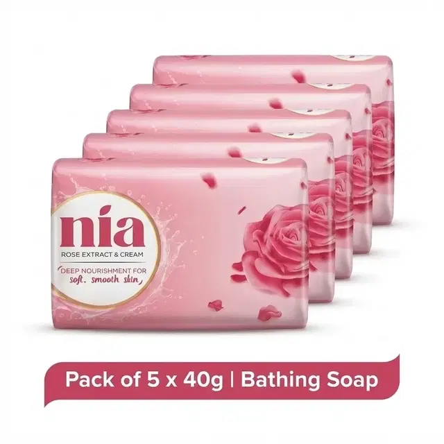 Nia Rose Extract & Cream Soap 5X40 g (Pack of 5)