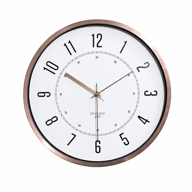 TerraHome Sweep Silent Paper Dial Wall Clock 12in Premium Copper