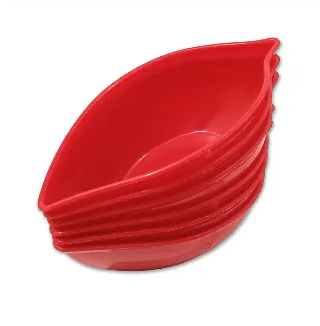 Plastic Snacks & Dessert Bowl Set, Red, Pack of 6