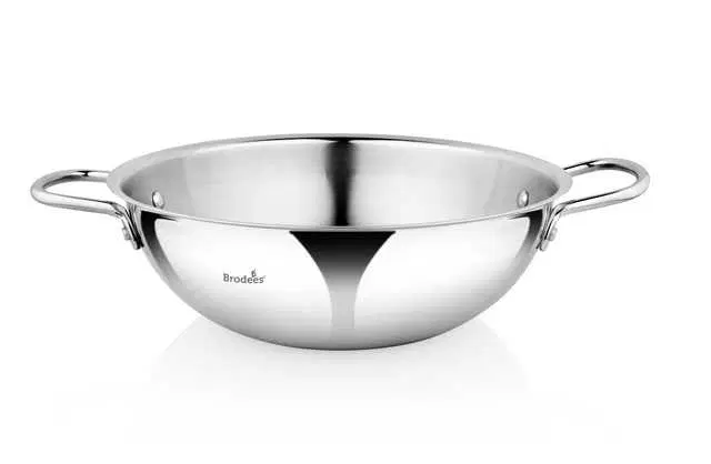 BRODEES Stainless Steel Kadhai 29 cm diameter, 4 L capacity, A-24