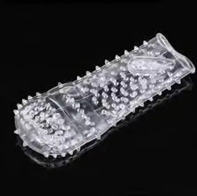 Silicone Reusable Extra Dotted Condom, Transparent
